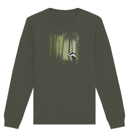 frecher Dachs im Zwielicht Wald - Organic Basic Unisex Sweatshirt