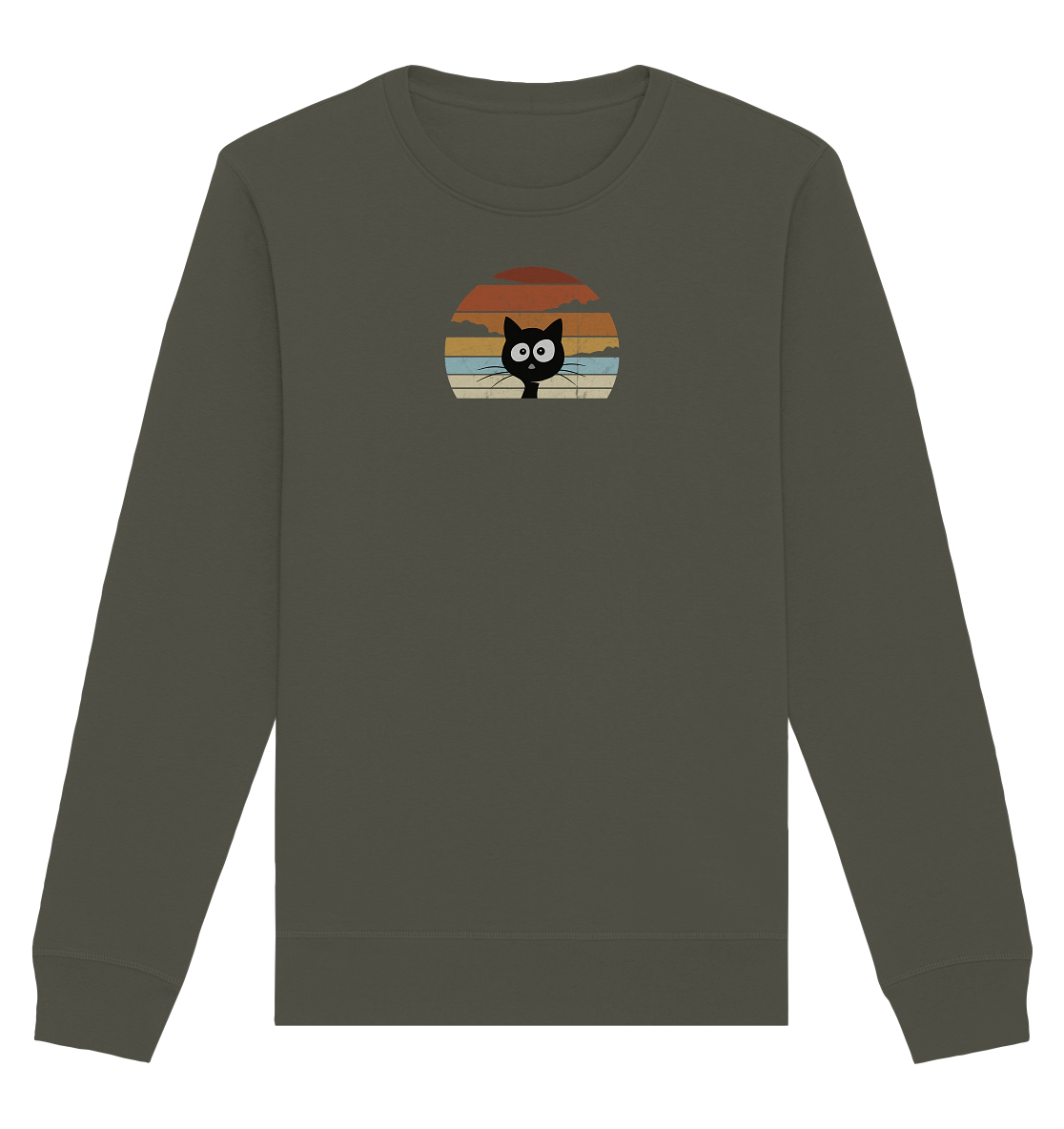 Retro schwarze Katze vor Sonnenuntergang - Organic Basic Unisex Sweatshirt