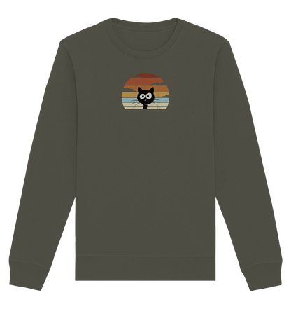 Retro schwarze Katze vor Sonnenuntergang - Organic Basic Unisex Sweatshirt