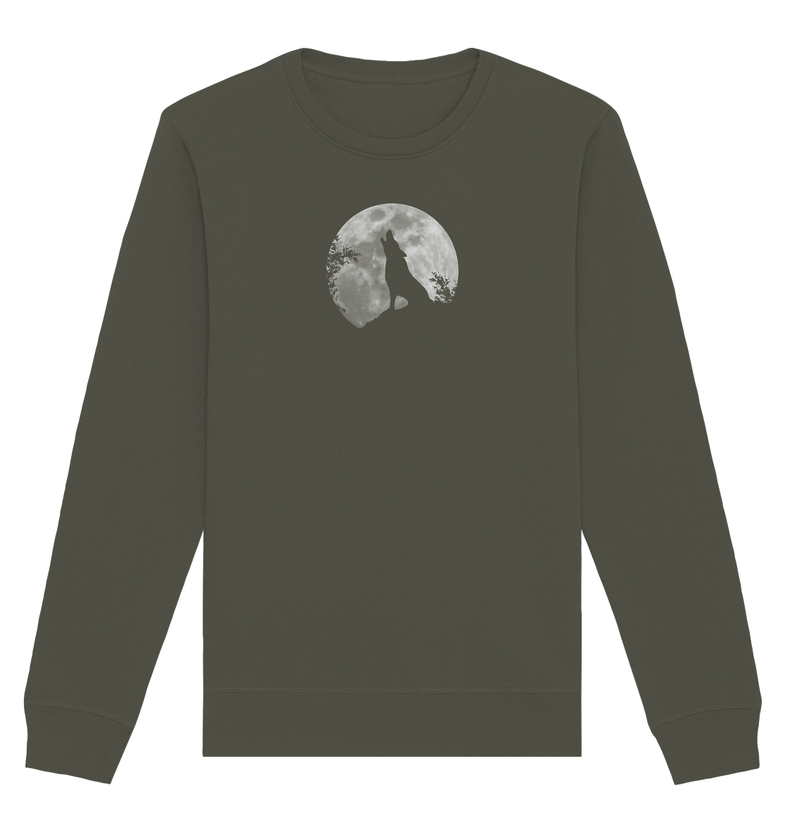 Heulender Wolf Silhouette vor Vollmond - Organic Basic Unisex Sweatshirt