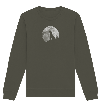 Heulender Wolf Silhouette vor Vollmond - Organic Basic Unisex Sweatshirt