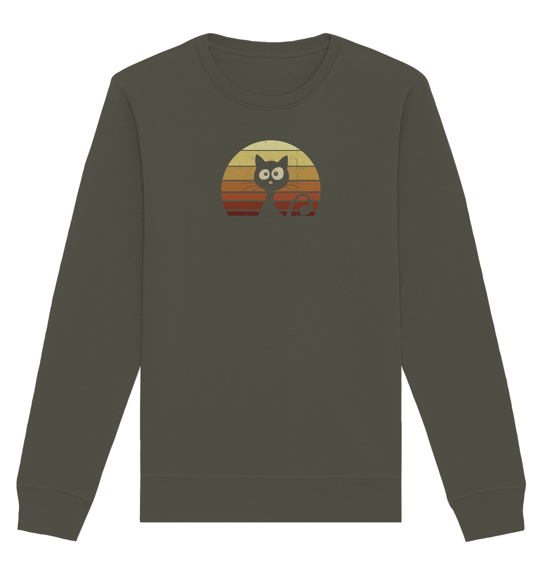 Katze vor Retro Sonnenuntergang - Organic Basic Unisex Sweatshirt