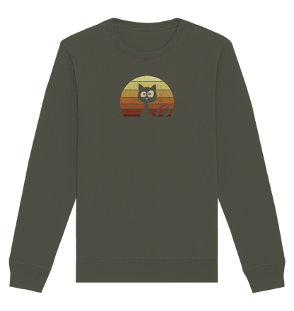 Katze vor Retro Sonnenuntergang - Organic Basic Unisex Sweatshirt
