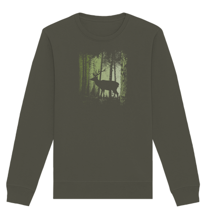 Hirsch im Zwielicht Wald - Organic Basic Unisex Sweatshirt