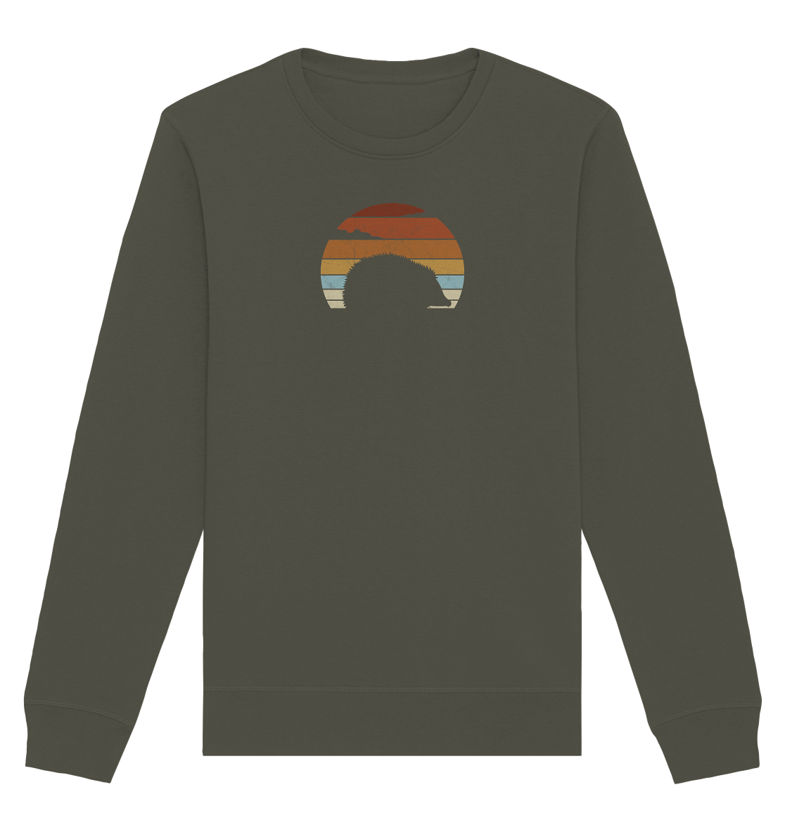 Retro Igel Silhouette im Sonnenuntergang - Organic Basic Unisex Sweatshirt