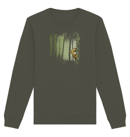 Comic Bär versteckt im Zwielicht Wald - Organic Basic Unisex Sweatshirt
