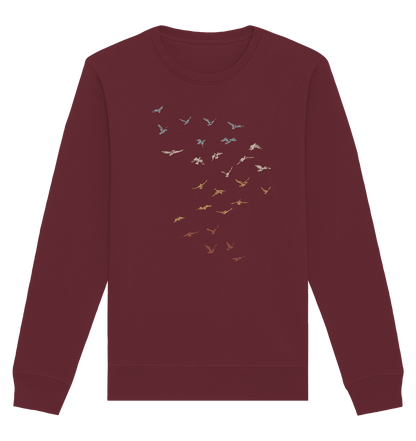 Retro Vogel Schwarm - Organic Basic Unisex Sweatshirt