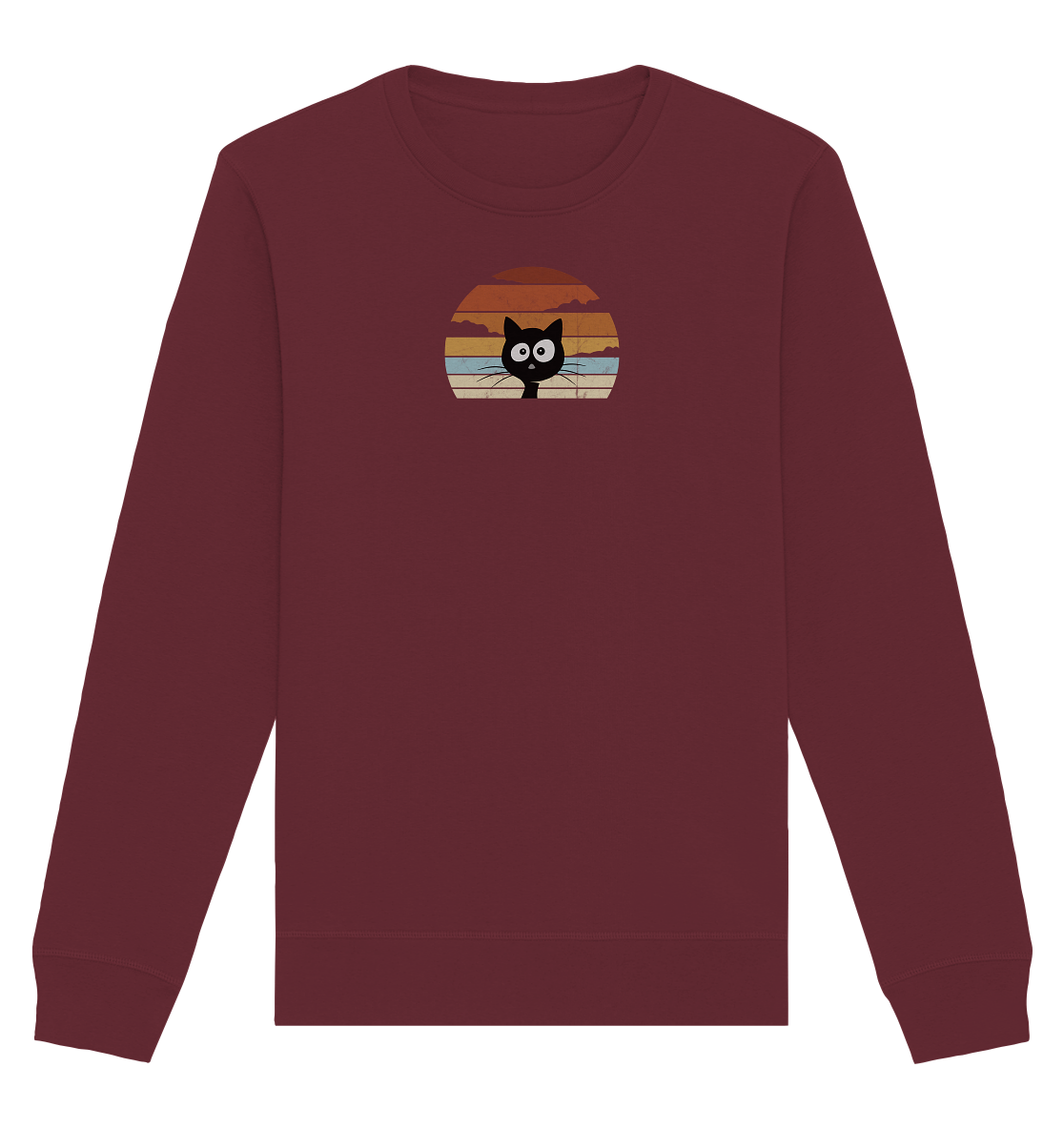 Retro schwarze Katze vor Sonnenuntergang - Organic Basic Unisex Sweatshirt