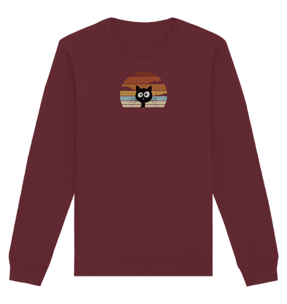 Retro schwarze Katze vor Sonnenuntergang - Organic Basic Unisex Sweatshirt