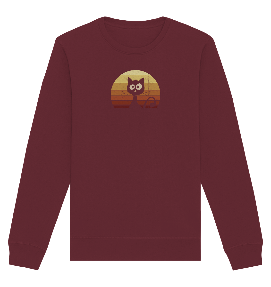 Katze vor Retro Sonnenuntergang - Organic Basic Unisex Sweatshirt
