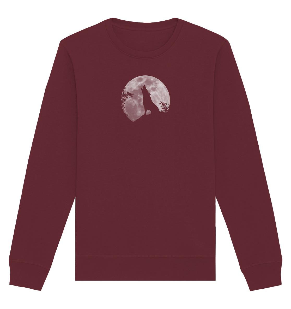 Heulender Wolf Silhouette vor Vollmond - Organic Basic Unisex Sweatshirt