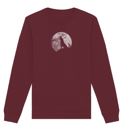 Heulender Wolf Silhouette vor Vollmond - Organic Basic Unisex Sweatshirt