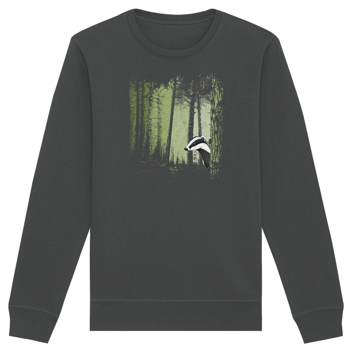 frecher Dachs im Zwielicht Wald - Organic Basic Unisex Sweatshirt