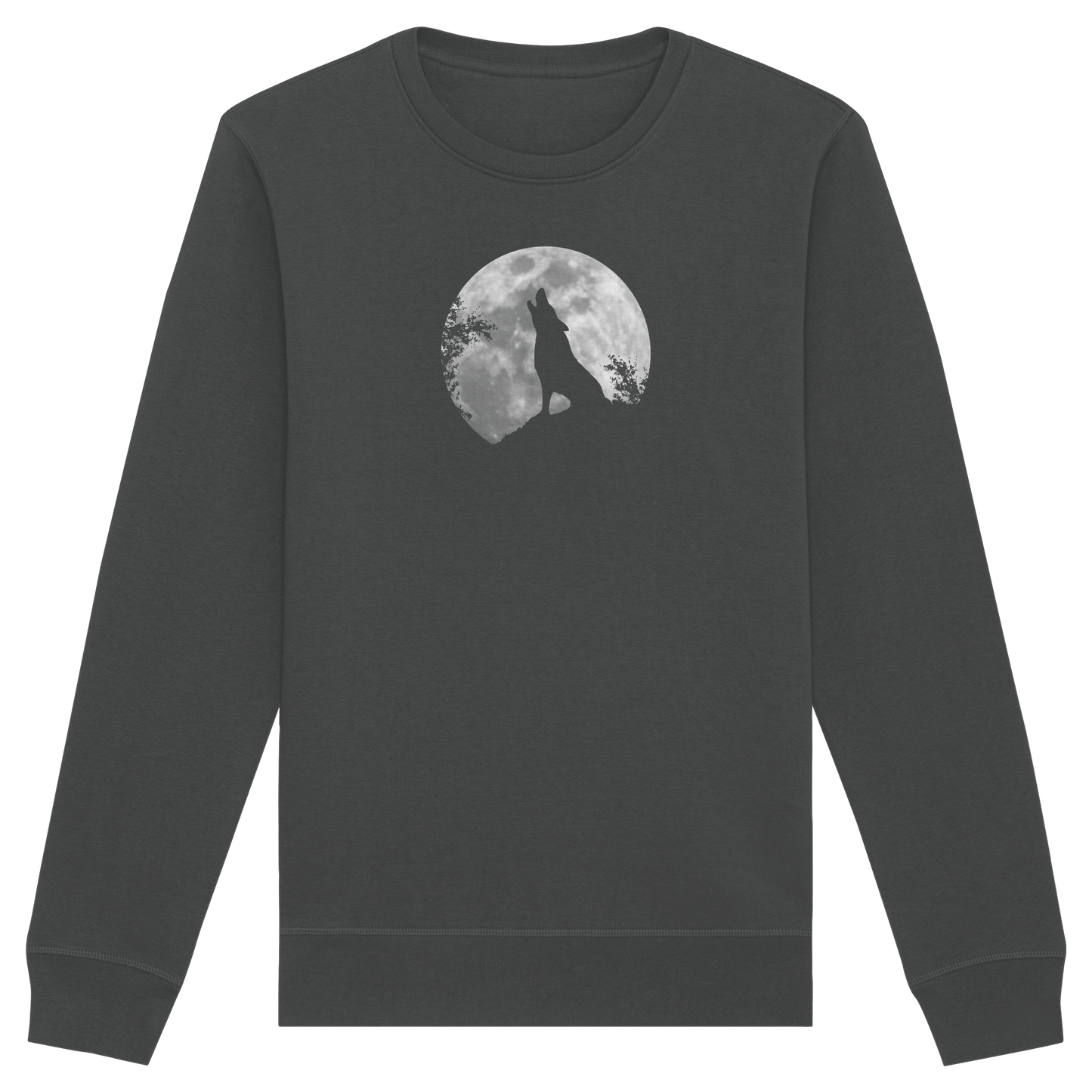 Heulender Wolf Silhouette vor Vollmond - Organic Basic Unisex Sweatshirt