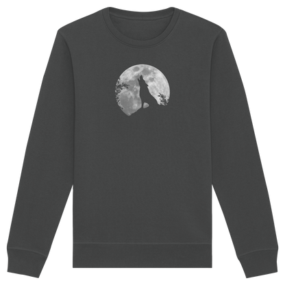 Heulender Wolf Silhouette vor Vollmond - Organic Basic Unisex Sweatshirt
