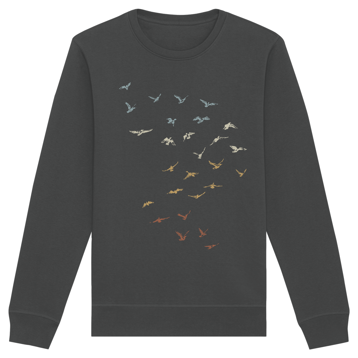 Retro Vogel Schwarm - Organic Basic Unisex Sweatshirt
