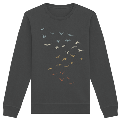 Retro Vogel Schwarm - Organic Basic Unisex Sweatshirt