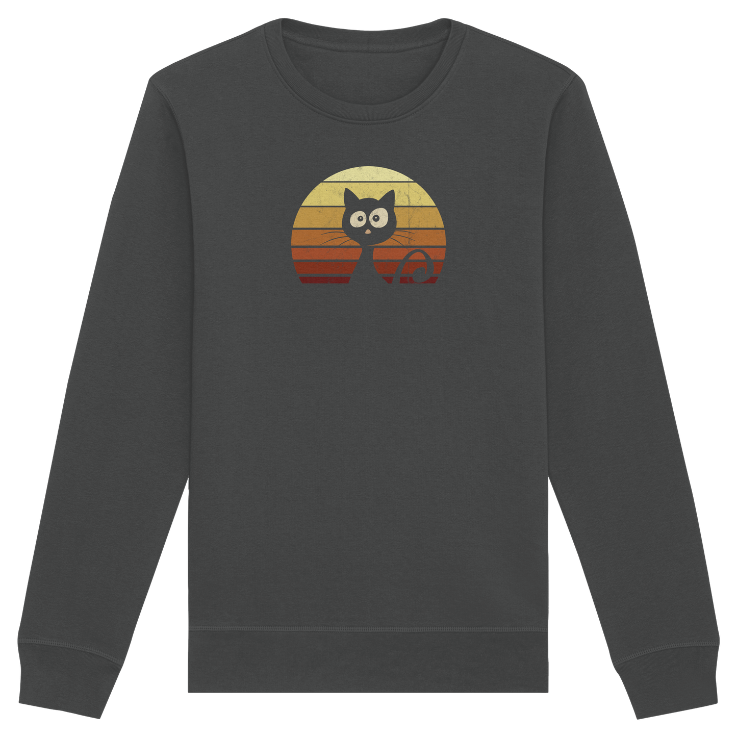 Katze vor Retro Sonnenuntergang - Organic Basic Unisex Sweatshirt