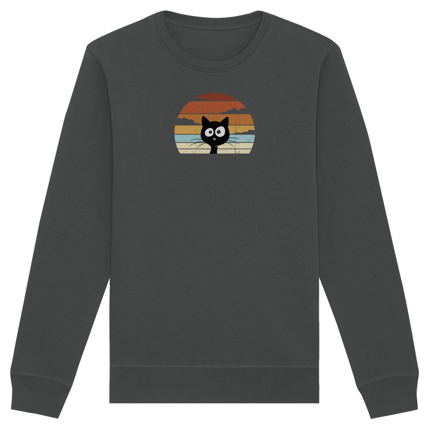 Retro schwarze Katze vor Sonnenuntergang - Organic Basic Unisex Sweatshirt