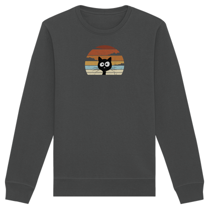 Retro schwarze Katze vor Sonnenuntergang - Organic Basic Unisex Sweatshirt