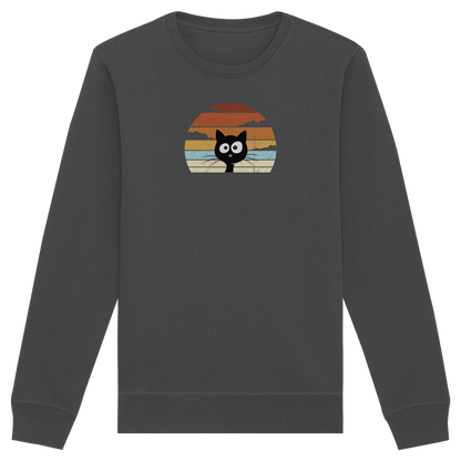 Retro schwarze Katze vor Sonnenuntergang - Organic Basic Unisex Sweatshirt