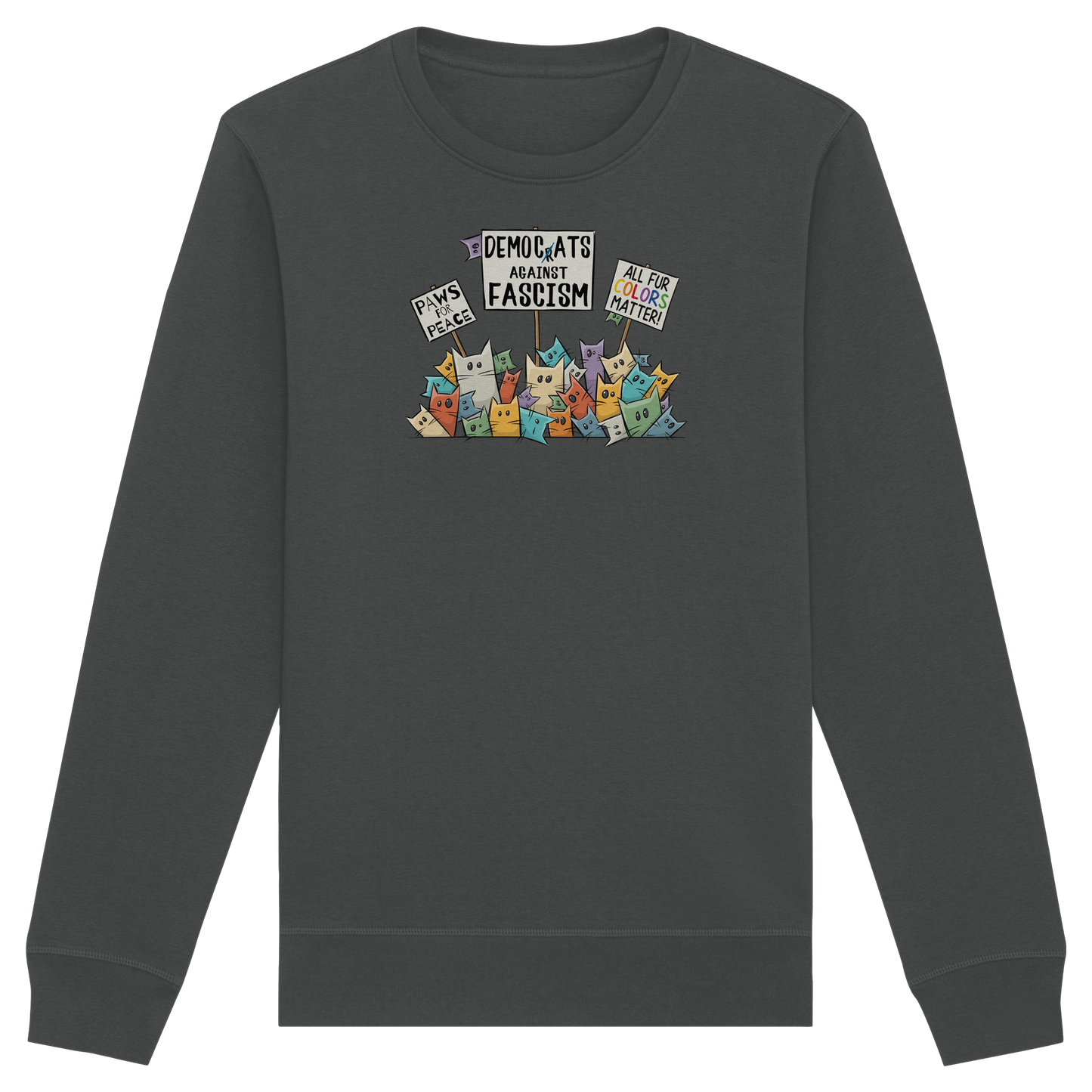 Demo-Katzen gegen Faschismus und für Vielfalt - Organic Basic Unisex Sweatshirt