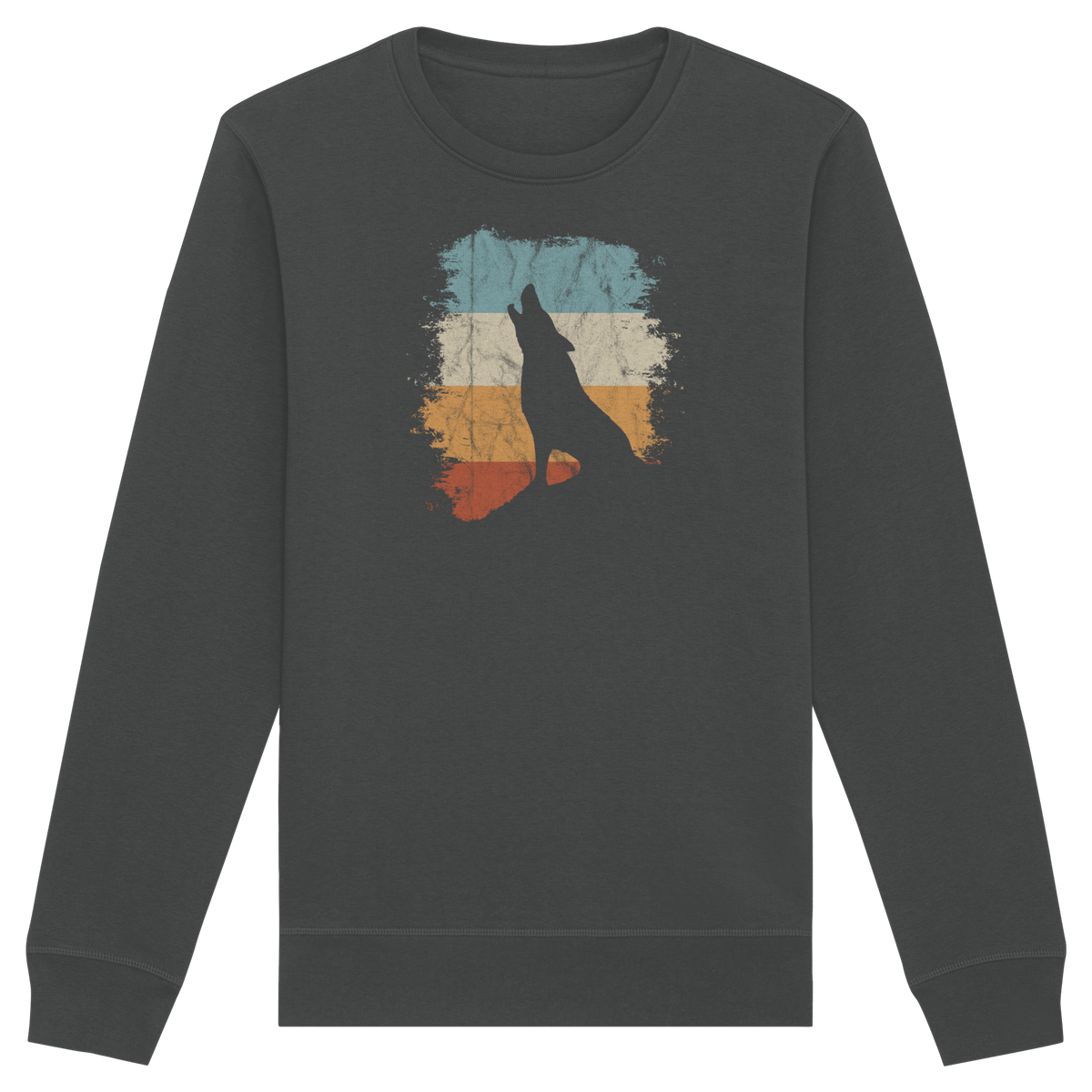Retro Style lässig heulender Wolf  - Organic Basic Unisex Sweatshirt