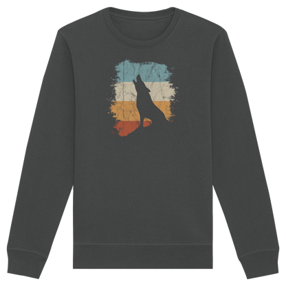 Retro Style lässig heulender Wolf  - Organic Basic Unisex Sweatshirt