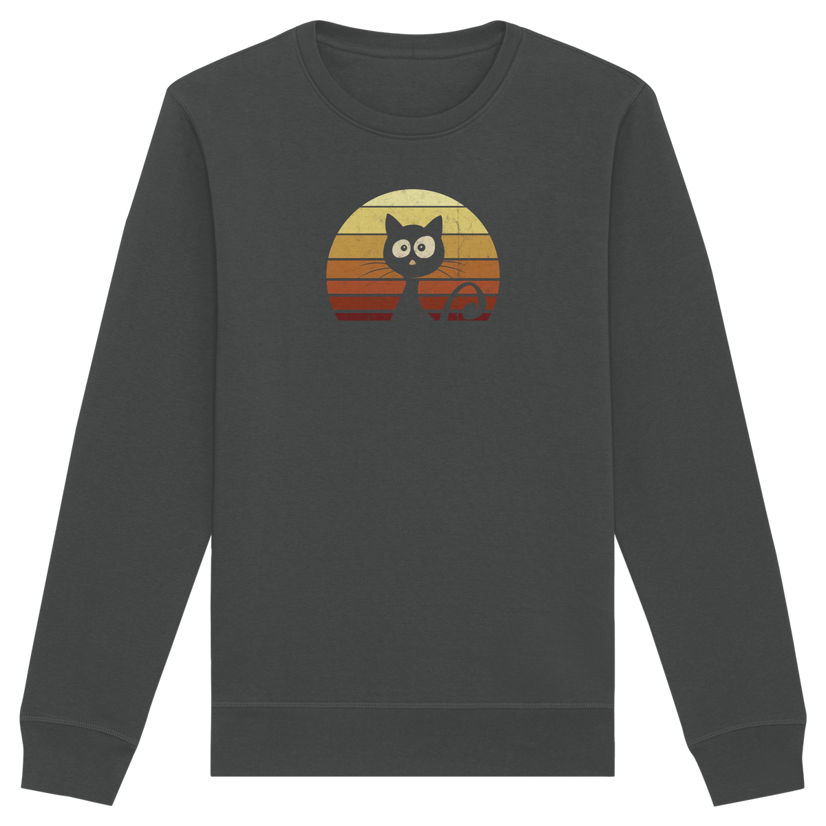Katze vor Retro Sonnenuntergang - Organic Basic Unisex Sweatshirt