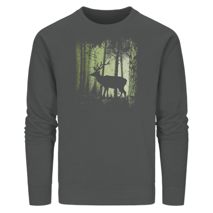 Hirsch im Zwielicht Wald - Organic Basic Unisex Sweatshirt