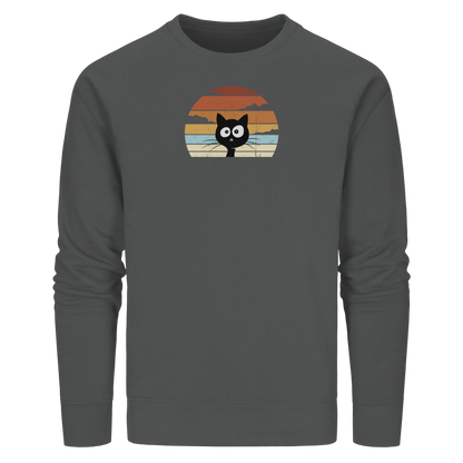 Retro schwarze Katze vor Sonnenuntergang - Organic Basic Unisex Sweatshirt