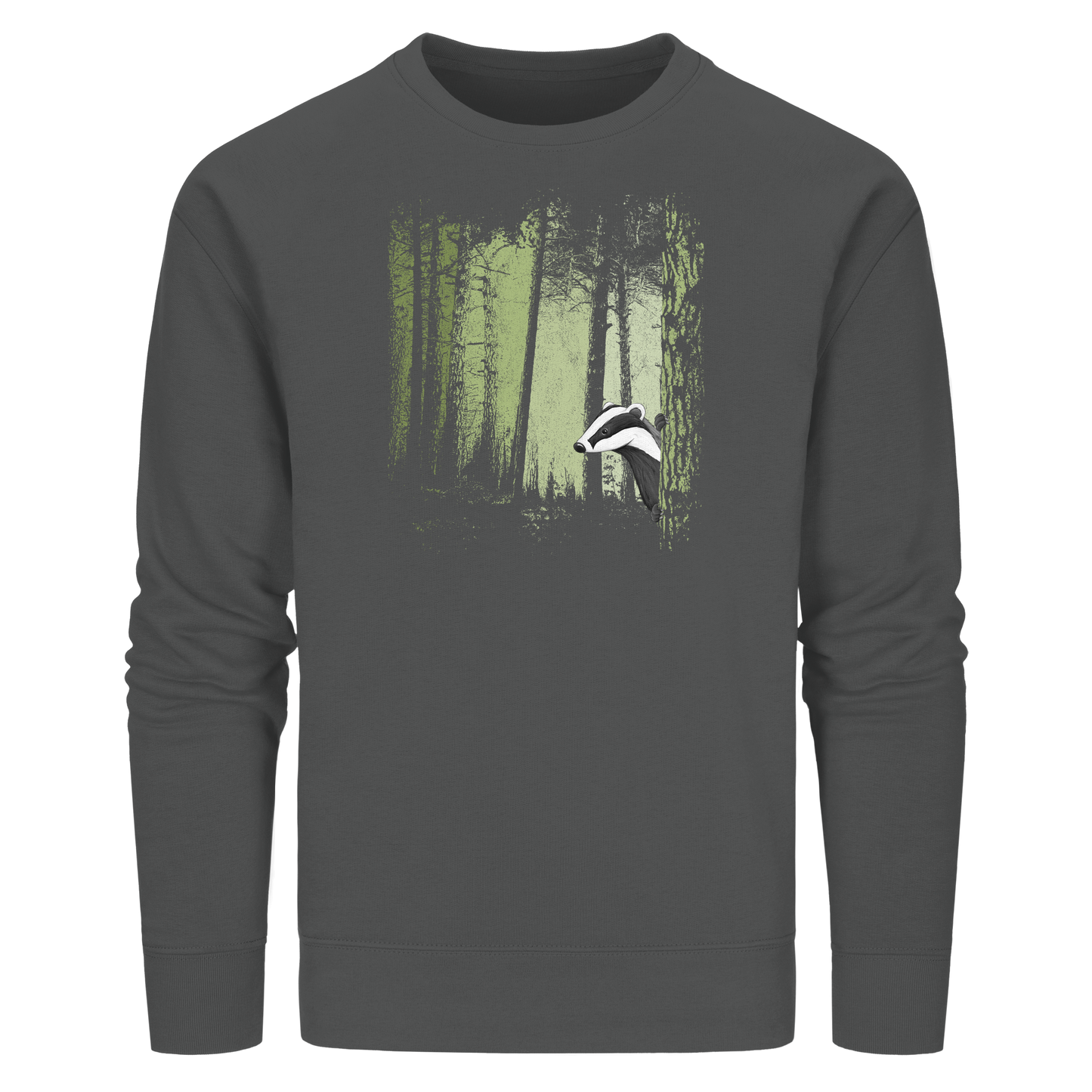 frecher Dachs im Zwielicht Wald - Organic Basic Unisex Sweatshirt