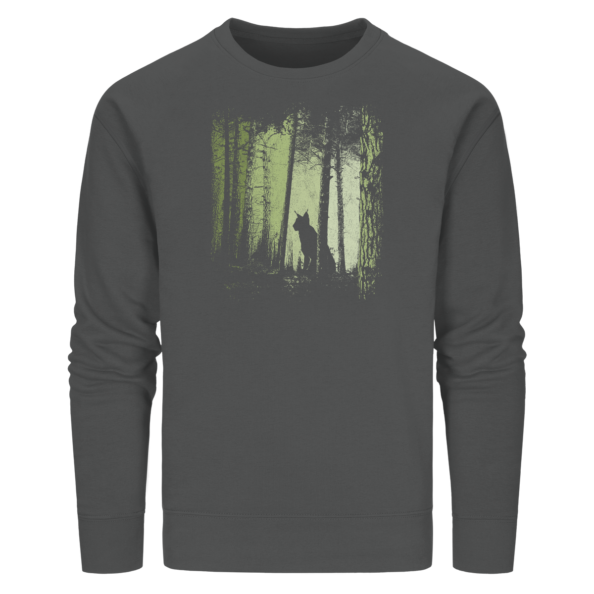 Luchs Wildkatze im Zwielicht Wald - Organic Basic Unisex Sweatshirt