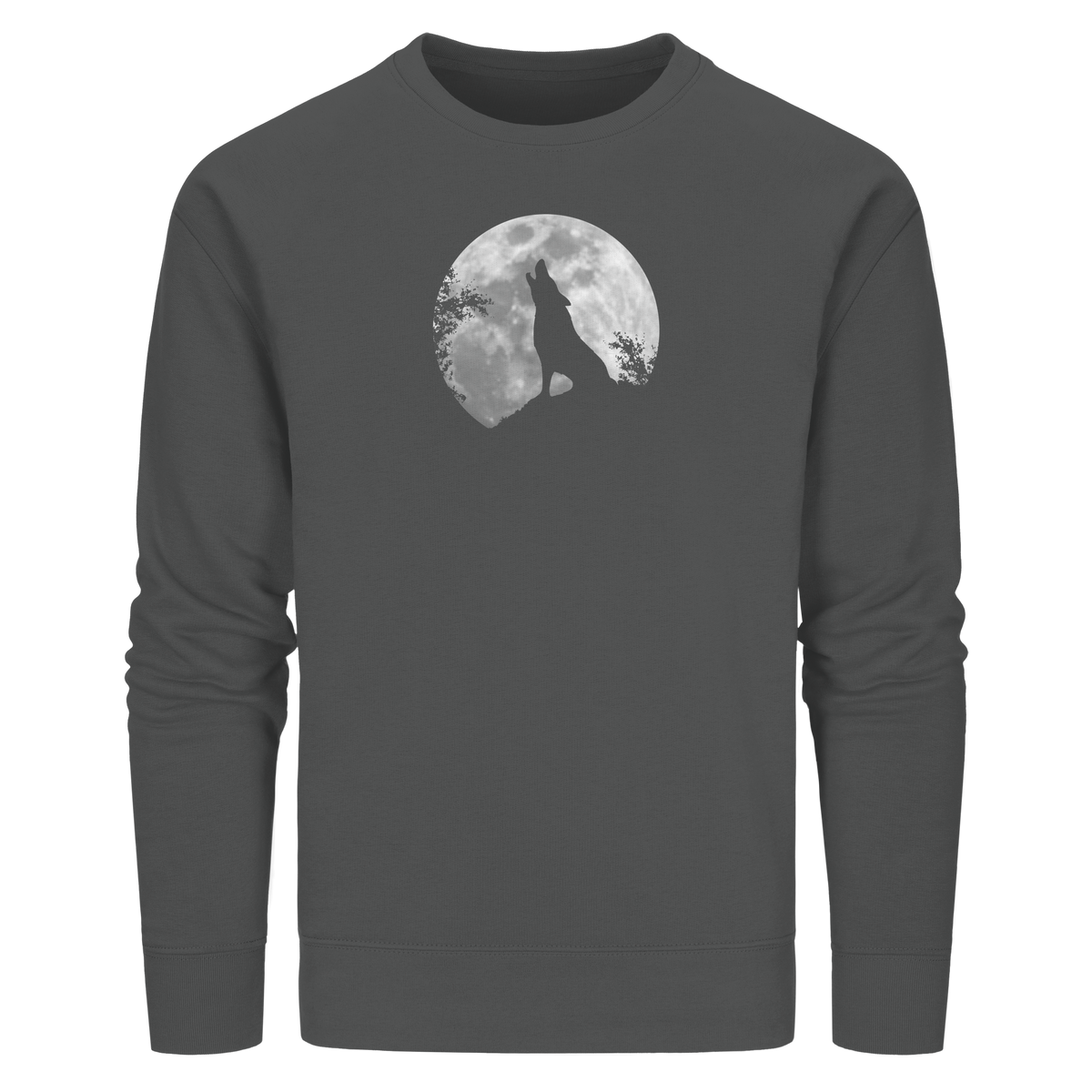 Heulender Wolf Silhouette vor Vollmond - Organic Basic Unisex Sweatshirt