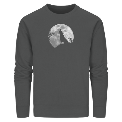 Heulender Wolf Silhouette vor Vollmond - Organic Basic Unisex Sweatshirt