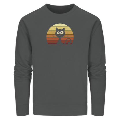 Katze vor Retro Sonnenuntergang - Organic Basic Unisex Sweatshirt