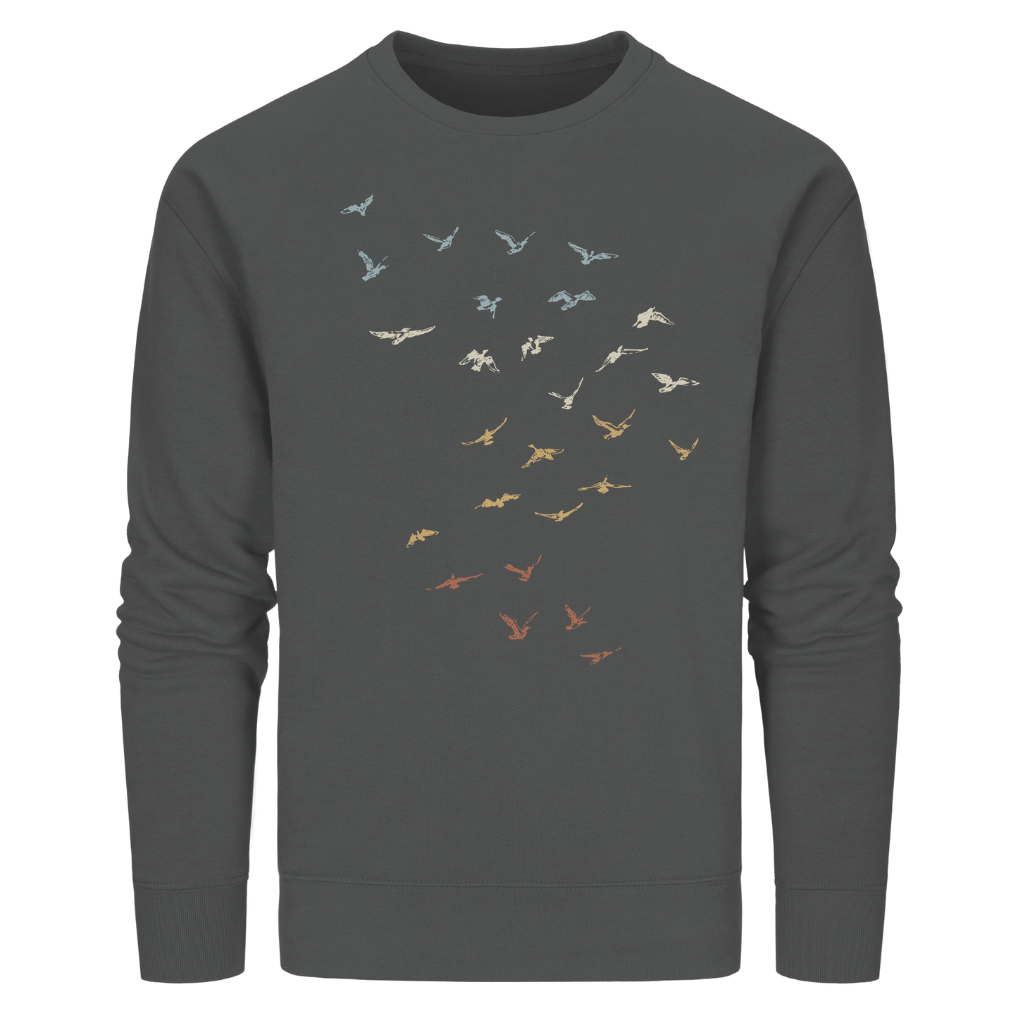 Retro Vogel Schwarm - Organic Basic Unisex Sweatshirt
