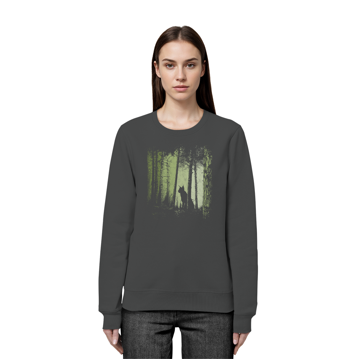Luchs Wildkatze im Zwielicht Wald - Organic Basic Unisex Sweatshirt