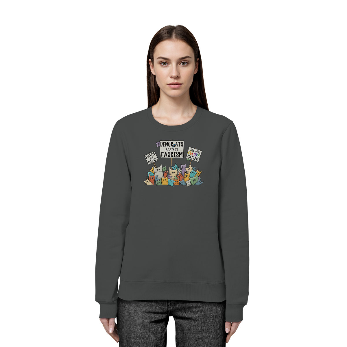 Demo-Katzen gegen Faschismus und für Vielfalt - Organic Basic Unisex Sweatshirt