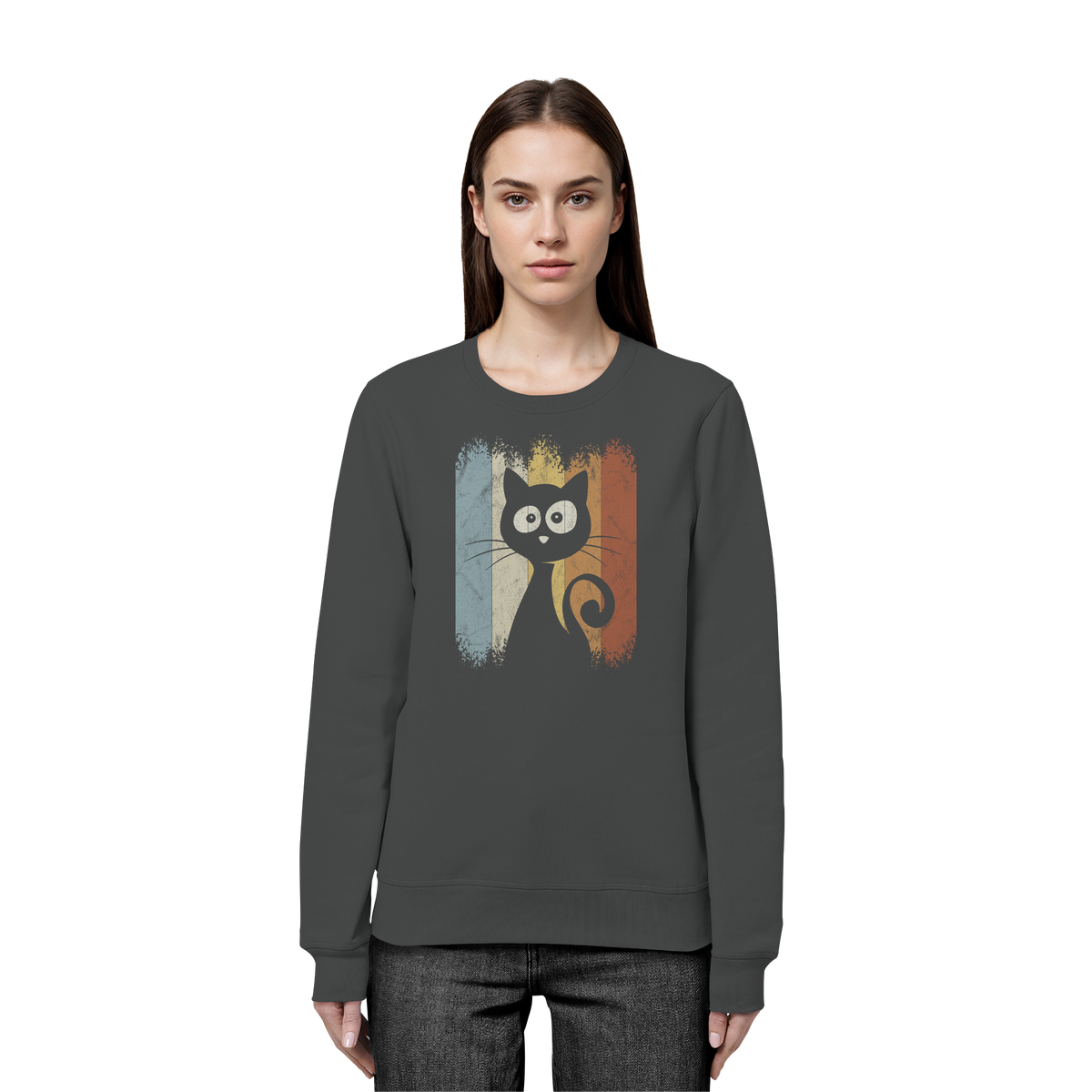 Retro Katze Silhouette - Organic Basic Unisex Sweatshirt