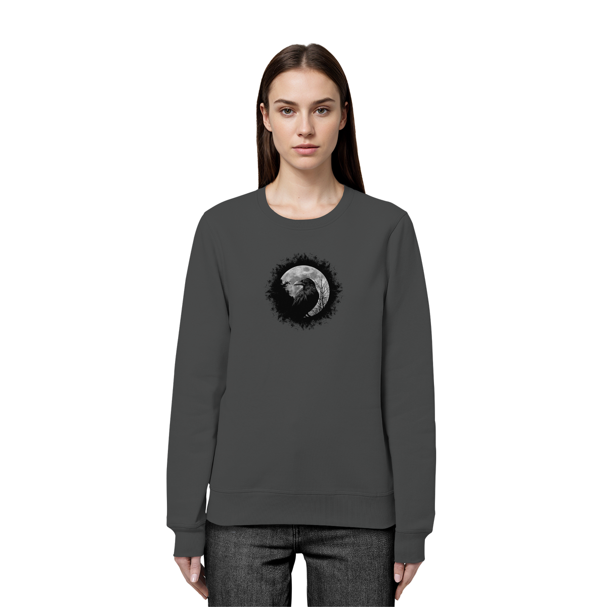 Schwarzer Rabe bei Vollmond  - Organic Basic Unisex Sweatshirt
