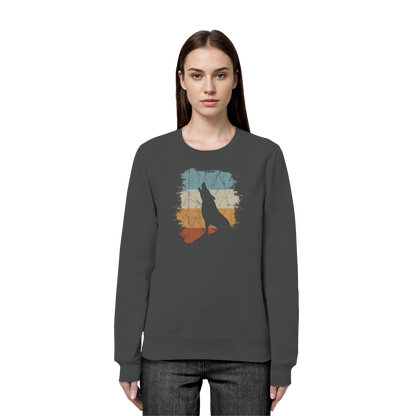 Retro Style lässig heulender Wolf  - Organic Basic Unisex Sweatshirt