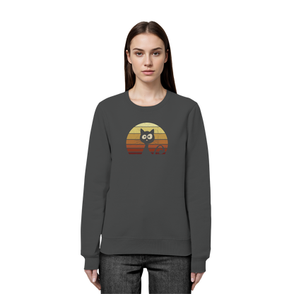 Katze vor Retro Sonnenuntergang - Organic Basic Unisex Sweatshirt