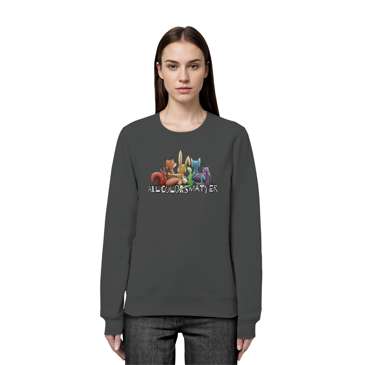 All Colors Matter! Regenbogen Tiere für Vielfalt - Organic Basic Unisex Sweatshirt