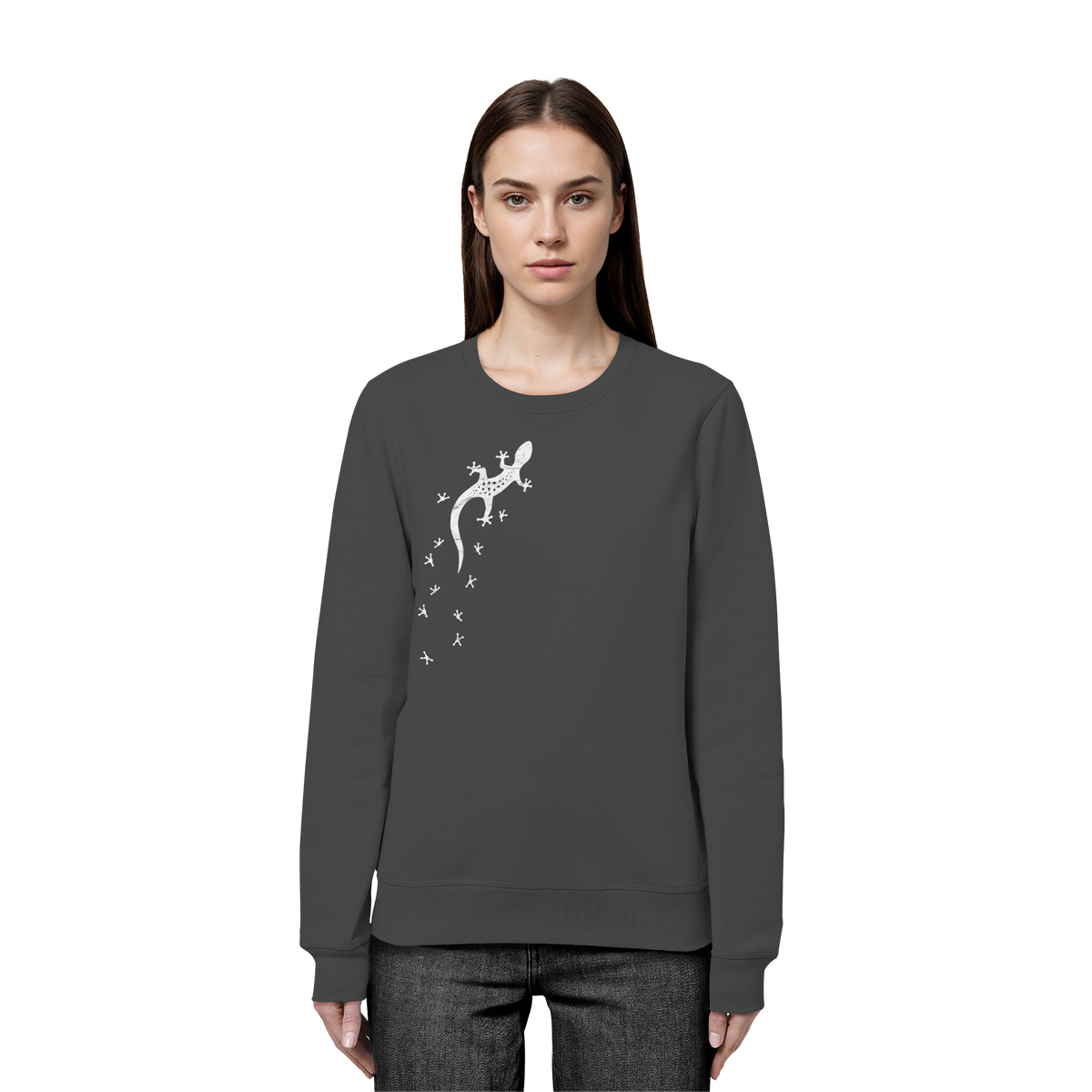 Gecko Eidechse Silhouette hell - Organic Basic Unisex Sweatshirt