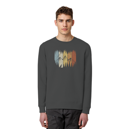 Retro Wald, Berge und Wolf  - Organic Basic Unisex Sweatshirt