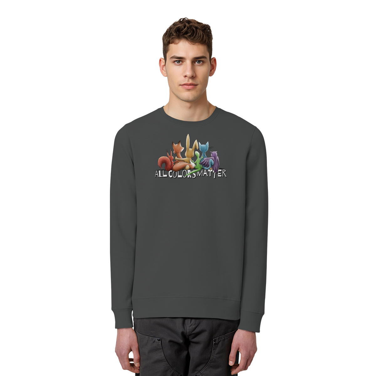 All Colors Matter! Regenbogen Tiere für Vielfalt - Organic Basic Unisex Sweatshirt