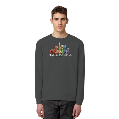 All Colors Matter! Regenbogen Tiere für Vielfalt - Organic Basic Unisex Sweatshirt
