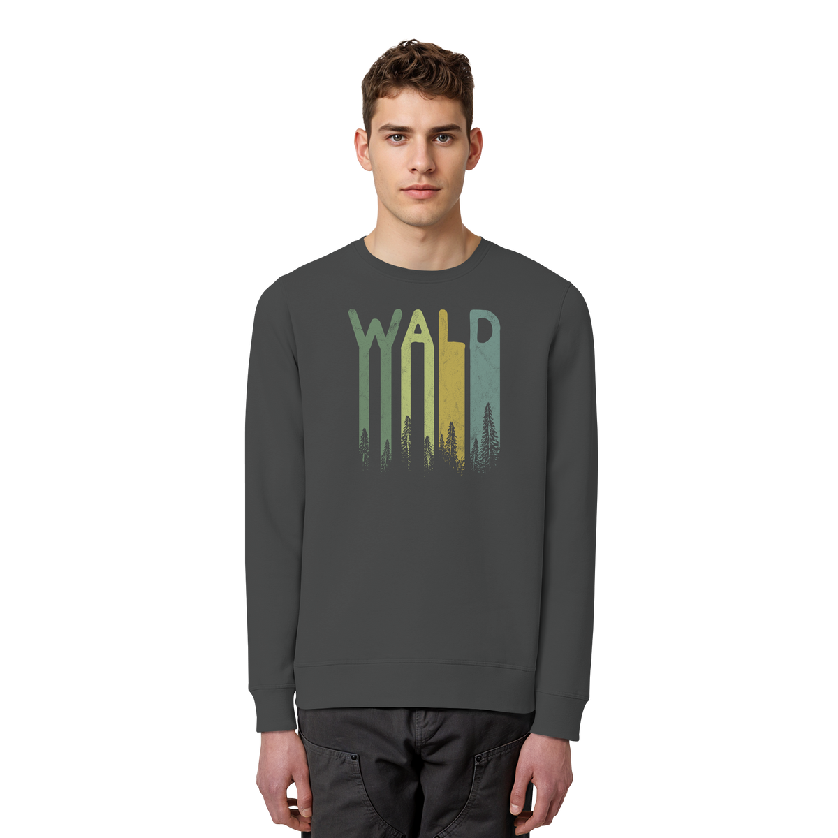 Wald Retro Forst Schriftzug - Organic Basic Unisex Sweatshirt