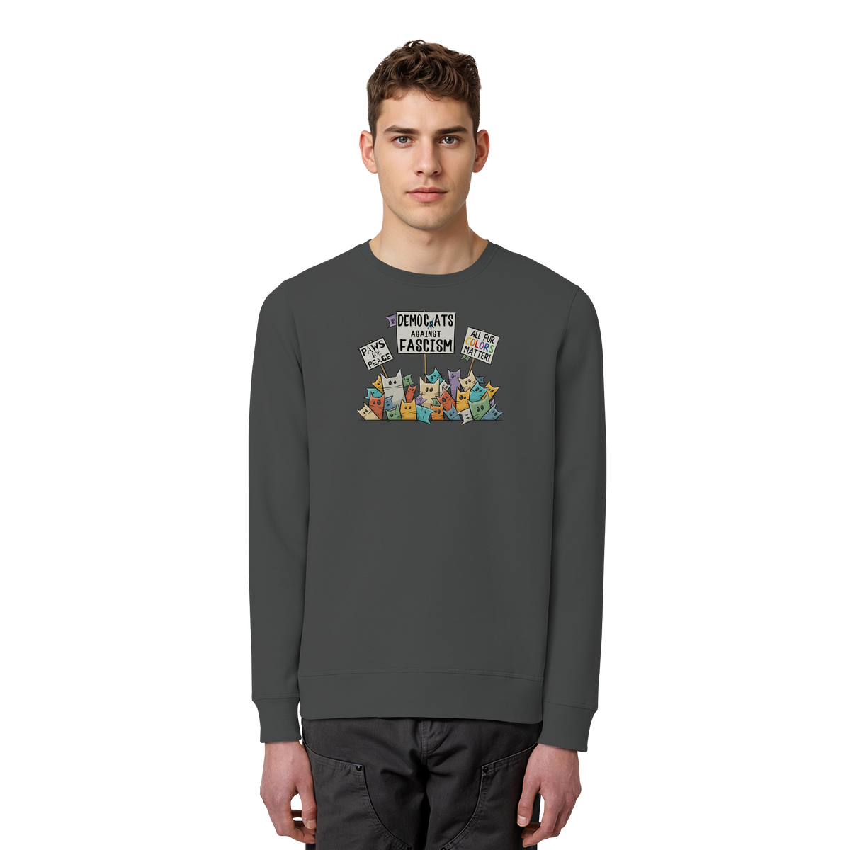 Demo-Katzen gegen Faschismus und für Vielfalt - Organic Basic Unisex Sweatshirt